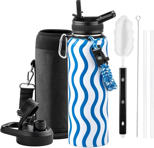 Miniatura 34 de RAYMYLO Botella de agua aislada de 24 onzas, de acero inoxidable con triple pared al vacío (fría durante 48 horas, caliente durante 24 horas), a