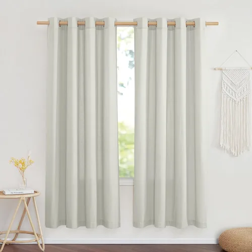 Miniatura 223 de NICETOWN Cortinas de lino natural con textura de lino para dormitorio, mezcla de lino rústica con ojales en la parte superior, semitransparentes