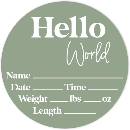 Miniatura 17 de Letrero de recién nacido "Hello World" - Placa de anuncio de nacimiento con nombre de bebé para hospital - Accesorio para fotos - Decoración