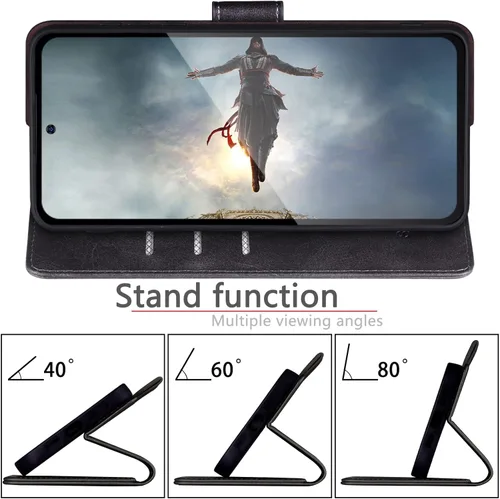 Miniatura 6 de SUANPOT Funda de piel tipo cartera para Samsung Galaxy S22 con bloqueo RFID, tarjetero para tarjetas de crédito, funda para teléfono con tapa a Negro