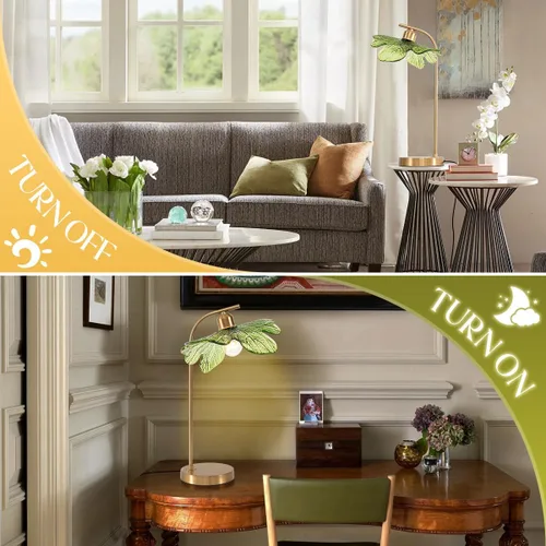 Miniatura 2 de Lámparas de mesa de cristal de mediados de siglo, moderna lámpara de mesa dorada, lámpara de escritorio, lámpara de mesa alta, lámpara de mesita