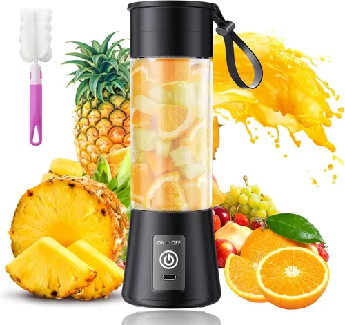 Mini licuadora portátil de tamaño personal – Licuadora inalámbrica mejorada 2026 para batidos y batidos, tipo C recargable, 12.8 fl oz de viaje,