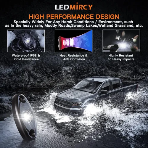 Miniatura 5 de LEDMIRCY Luces LED de roca blancas, 6 piezas para Je ep todoterreno, camiones, RZR, barco, ATV, UTV, SUV, luces de neón bajo la carrocería, Trail