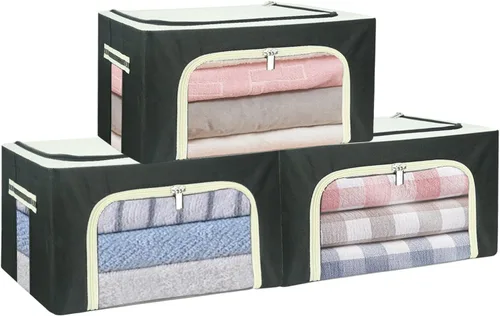 Miniatura 6 de Caja de almacenamiento apilable de ropa para accesorios de ropa, contenedores de almacenamiento con marco de acero para regalo de juguetes, juego