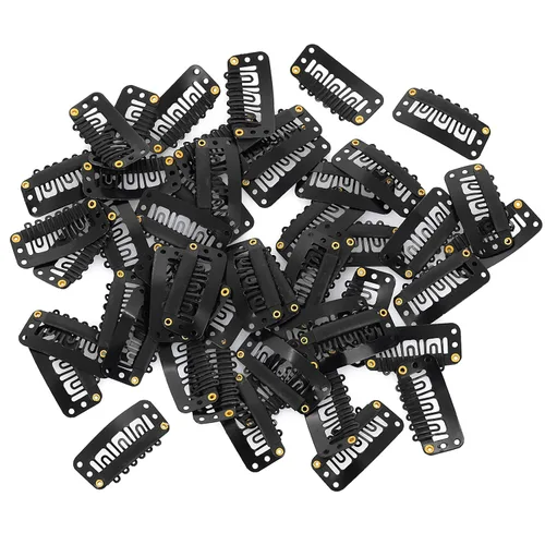 Yolev 50 pinzas para pelucas, pinzas de extensión de cabello, 6 dientes en forma de U, clips de extensión de cabello de silicona metálica para mujer