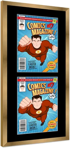 Miniatura 98 de Poster Palooza Marco de cómic con paspartú para 1 cómic de la Edad de Bronce publicado entre 1970 y 1985, marco de cómic negro para cómic de 7.25 x