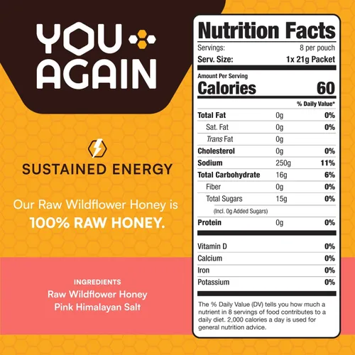 Miniatura 2 de You Again Super Honey Packets Paquetes de gel de energía limpia para entrenamiento Ciclismo, resistencia, gel para correr o refrigerio