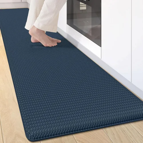 Miniatura 10 de Tapetes de cocina acolchados antifatiga, impermeable, acolchado de espuma viscoelástica para estar de pie, 17 x 59 pulgadas, color azul