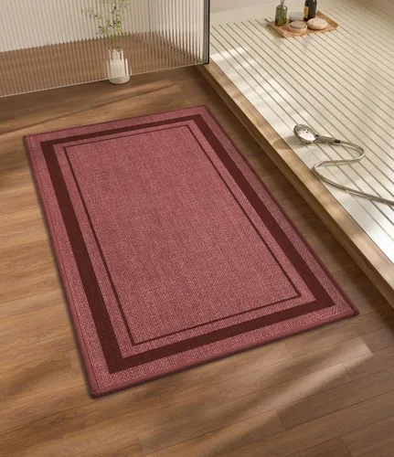 Miniatura 42 de chakme Juego de 2 alfombras de baño ultrafinas, absorbentes, antideslizantes, lavables a máquina, color beige oscuro, 17 x 24 pulgadas + tapete