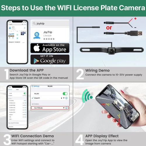 Miniatura 6 de Cámara de respaldo WiFi para auto, GreenYi 5G 720P HD para matrícula trasera/vista frontal reversa para iPhone iPad Android teléfonos inteligentes