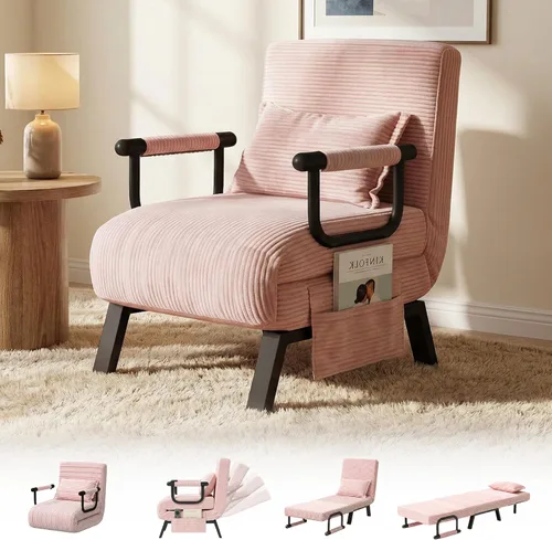 Miniatura 15 de TYBOATLE Silla Cama Convertible para Adultos, Silla Cama Plegable 5 en 1 con Respaldo Ajustable de 5 Posiciones y Almohada, Cómodo Sofá Cama Futón