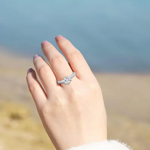 Miniatura 4 de JO WISDOM Anillo de compromiso de plata de ley 925 para mujer, con circonita cúbica 5A de 0.276 in, joyería para mujer