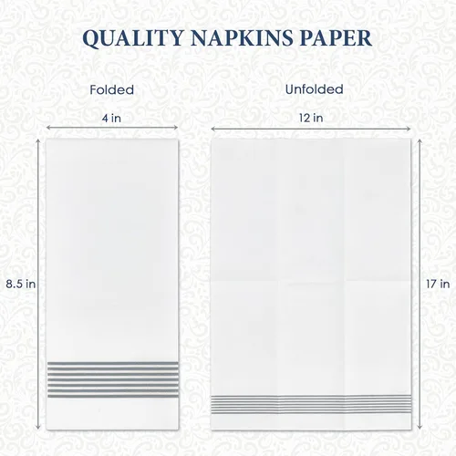 Miniatura 2 de LITOPAK Paquete de 100 toallas de invitados desechables, suaves y absorbentes, toallas de papel para invitados, para baños, fiestas, bodas o Plateado