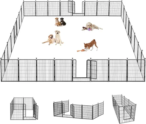 Miniatura 18 de Corralito para perros para interiores, valla portátil para perros de 32 pulgadas de altura, 10 paneles para mascotas, corral exterior para patio