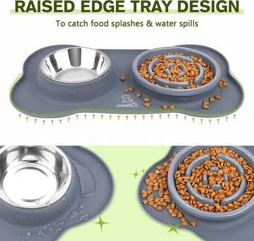 Miniatura 4 de Pecute Comedero Lento para Perros para Ralentizar la Alimentación, Tazón para Perros con Alimentador Lento sin Derrame con Alfombrilla de Silicona