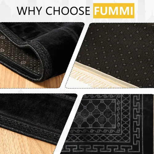Miniatura 5 de FUMMI Alfombra de oración musulmana acolchada suave con cuentas Tasbih, gruesa alfombrilla de oración islámica antideslizante, lujoso Janamaz
