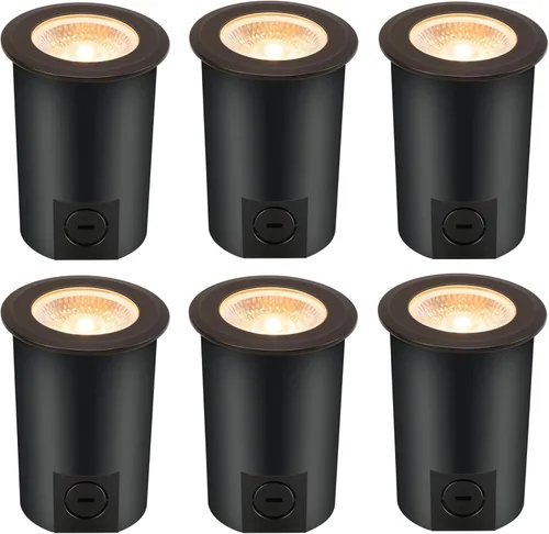 Paquete de 6 luces LED de pozo de 9 W de CLOUDY BAY, luces de paisaje, 2700K/3000K/3500K/4000K/5000K seleccionables, iluminación de bajo voltaje de