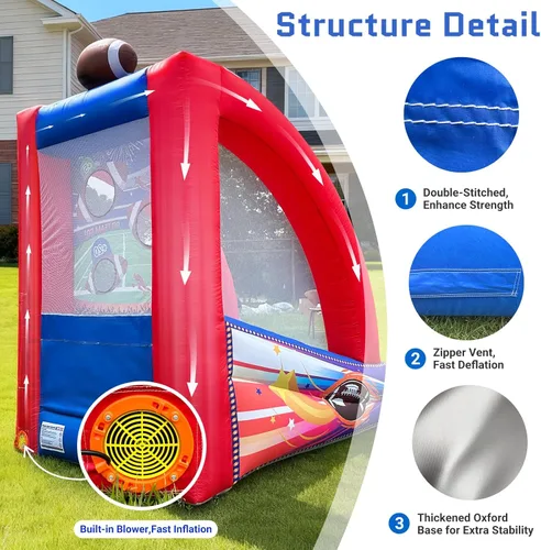 Miniatura 4 de OZIS Juegos inflables de carnaval con 2 bolas, objetivo de lanzamiento de fútbol con soplador integrado, fácil configuración para comerciales