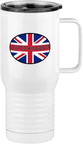 Miniatura 14 de Just So Posh Vaso de bandera de país, diferentes banderas ovaladas europeas en cada lado, taza de café de viaje con asa y tapa deslizante