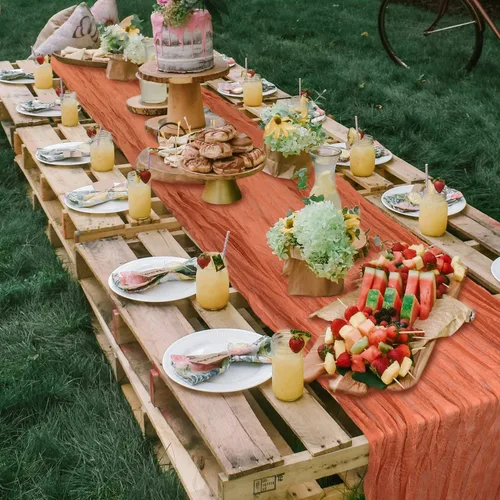 Miniatura 8 de LVEFIT 4 piezas de camino de mesa de gasa de terracota de 13.3 pies de largo, camino de mesa rústico para boda, decoración de quesos para boda