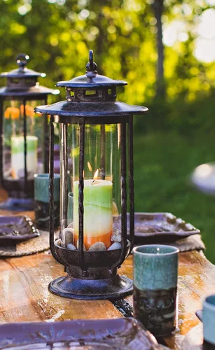 Miniatura 2 de H Potter – Linterna Huracán, Hierro, Marrón Charcoal, S, 0 volts Farol de vela para interiores y exteriores, patio, porche, jardín y decoración