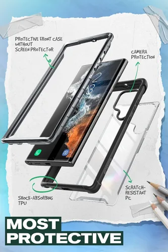 Miniatura 4 de i-Blason Funda transparente para Samsung Galaxy S22 Ultra (6.8 pulgadas) 5G, funda protectora robusta [Ares] sin protector de pantalla integrado