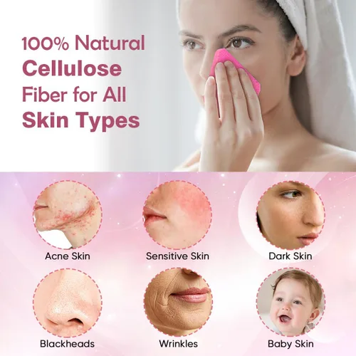 Miniatura 2 de AIDEA Esponjas faciales comprimidas color rosa, 96 unidades, esponjas faciales desechables, esponja cosmética de spa de celulosa 100% natural