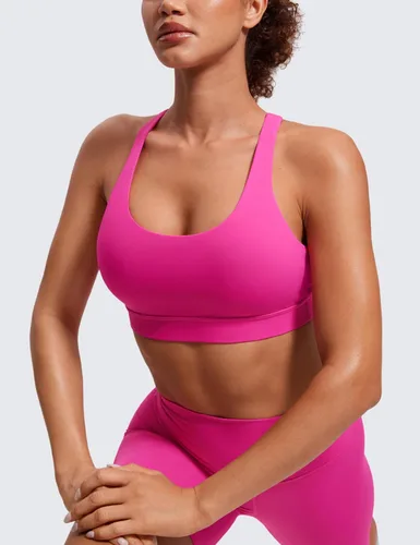 Miniatura 4 de CRZ YOGA - Top deportivo con tirantes delgados para mujer, brasier deportivo acolchado para yoga, entrenamiento y fitness, con espalda cruzada