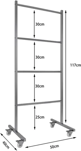 Miniatura 7 de Sistema de almacenamiento para colgar ropa, soporte de acero inoxidable con barras de suspensión, organizador de perchas para tienda al por menor