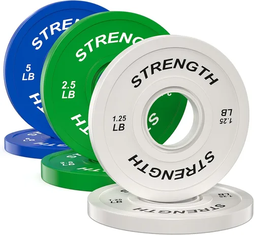 Miniatura 14 de Juego de Pesas Olímpicas de Parachoques de Goma - Placas de Barra de 2 Pulgadas para Entrenamiento de Fuerza en Gimnasio Casero
