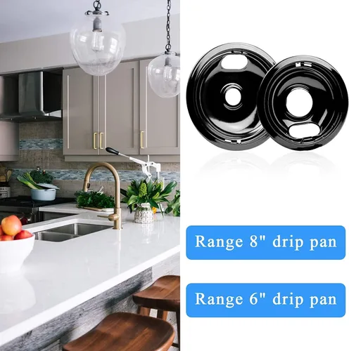 Miniatura 6 de APPLIANCEMATES W10290350 W10290353 - Juego de sartenes de goteo de porcelana para quemador Whirlpool, cuencos de goteo para estufas eléctricas, 4