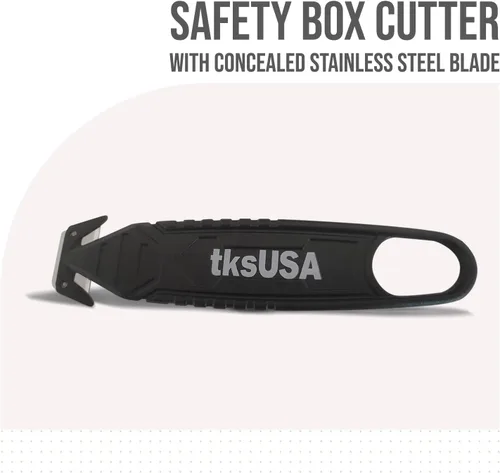 Miniatura 2 de Cortador de caja de seguridad. tksUSA here, tu cortador inoxidable, abridor de paquetes de acero. Paquete de cuchillos de seguridad con cuchilla