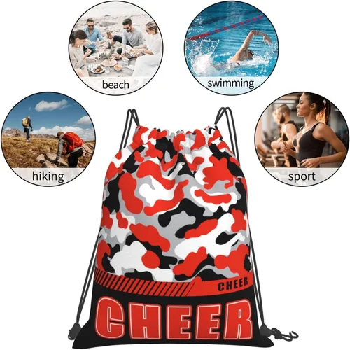 Miniatura 60 de Mochila con cordón impermeable para gimnasio, bolsas con cordón, bolsa de cuerda deportiva, mochila de camuflaje, Bolsas con cordón Cheer - Bolsas