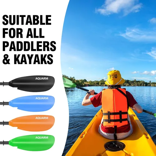 Miniatura 6 de Remo de kayak de 90.9 in, eje de aluminio con hoja de fibra de vidrio reforzada, paleta de remo ajustable para kayaks ligeros