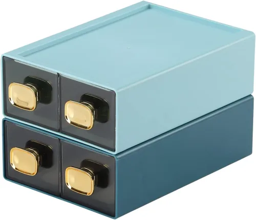 Amplios cajones de escritorio, organizador de escritorio apilable, caja de almacenamiento de plástico para oficina, escuela y suministros para el 4