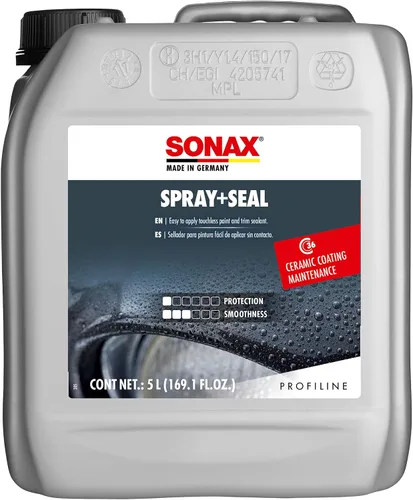 SONAX Profiline Spray + Seal | Sellador hidrofóbico rápido | Protección rápida de pulverización y enjuague para pintura, plástico y caucho | Mejora