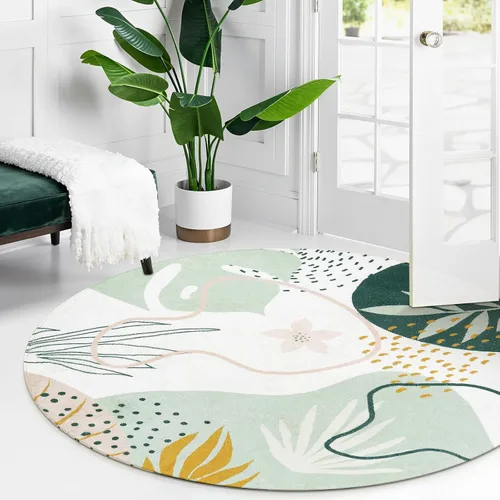 Miniatura 5 de Lahome Alfombras Redondas Boho - Alfombra de Área Redonda Pequeña de 4 Pies Lavable Antideslizante Suave y Bonita Alfombra Redonda para Nursery que