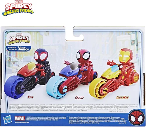 Miniatura 9 de Spidey and His Amazing Friends, Iron Man - Figura de acción y juguete para motocicleta, juguetes preescolares de superhéroes de Marvel para niños