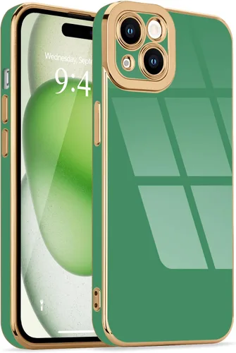 Miniatura 102 de Lafunda Diseñada para iPhone 13 Pro, fundas lujosas con chapado lindo para mujeres y niñas, elegante borde dorado, a prueba de golpes, TPU con funda
