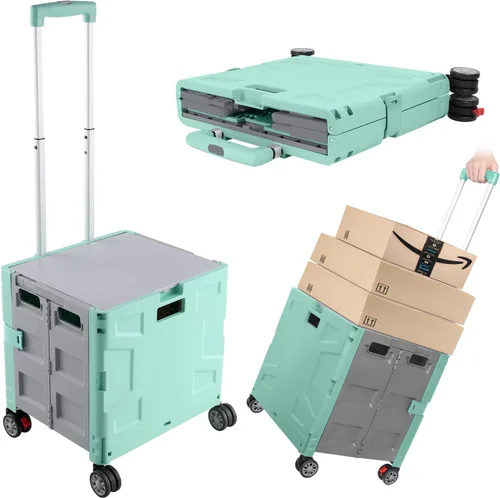 Miniatura 27 de Carrito plegable con ruedas, resistente al desgaste, sin ruido, carrito de compras con ruedas para comestibles, caja de herramientas de Caqui