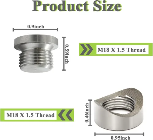 Miniatura 4 de Tapón con sensor de O2, tapones y tapones de montaje de sensor de oxígeno de acero inoxidable, tapones de montaje de sensor de oxígeno estilo muesca