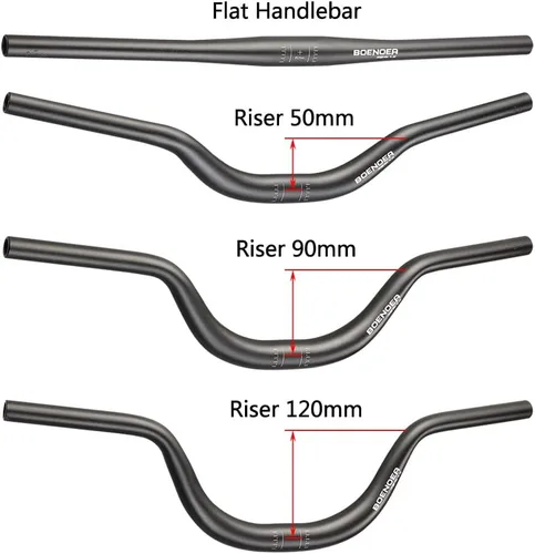 Miniatura 4 de Manillar elevado para bicicleta Boenoea 25.4/31.8mm Longitud 620mm, de aleación de aluminio, (50mm 90mm 120mm), Negro