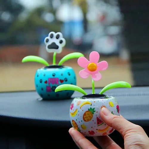 Miniatura 2 de Juguete solar de flores bailarinas para automóvil, lindo agitador de rosa, maceta de mariposa, tablero de instrumentos oscilante, juguete para Rosa