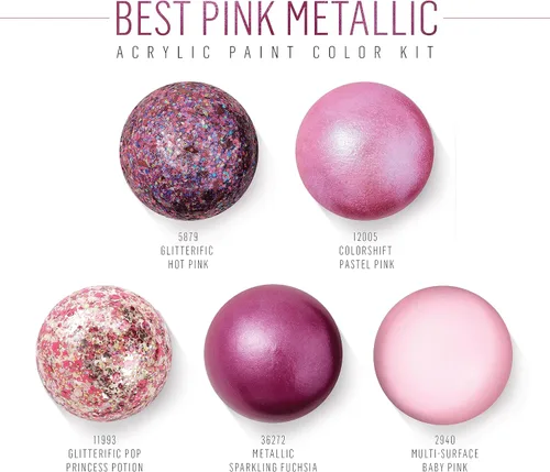Miniatura 2 de FolkArt Best of Pinks - Juego de pintura acrílica para manualidades con 5 fórmulas de pintura rosa de primera calidad, 96424 Lo mejor de Pinks
