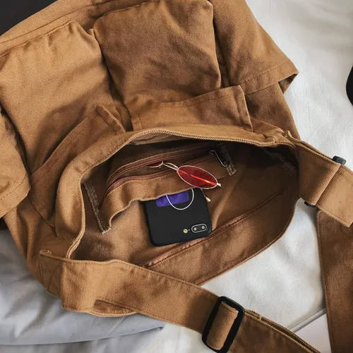 Miniatura 7 de Bolso bandolera grande de lona para mujeres y hombres, bolso de mano tipo mensajero para laptop, trabajo, universidad, viajes