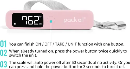 Miniatura 4 de pack all Báscula de equipaje de 110 libras, báscula digital de mano, báscula de peso de viaje para equipaje con pantalla LCD retroiluminada, batería