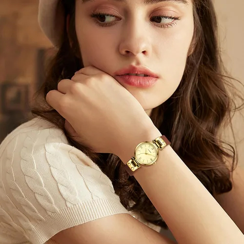 Miniatura 8 de NN BEN NEVIS Relojes para mujer elegante clásico pequeño reloj de cuero dorado Easy Reader Relojes de pulsera para mujer