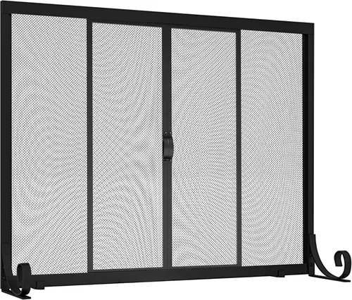 Miniatura 9 de Fire Beauty Pantalla para chimenea, malla de hierro forjado, protector de chispas seguro para bebés con 2 puertas grandes pantallas planas