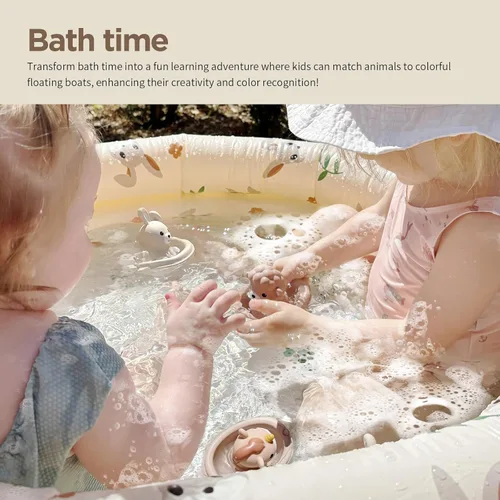Miniatura 6 de Nueplay Juguetes de Bañera para Niños Pequeños de 18 Meses+, Juguetes de Baño para Bebés con Marionetas de Animales para Dedos, Barco y Tren 3Animals