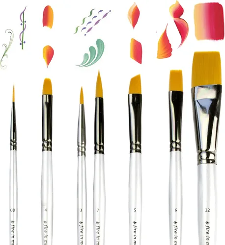 Pinceles de pintura artística para pintura acrílica, acuarela, óleo, gouache, pinceles para pintura corporal y facial para adultos. Juego de 7